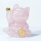 Resin Craft Display Decorations, with Natural Rose Quartz Chip, Lucky Cat Figurine, for Home Feng Shui Ornament, 63x55x45mm