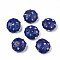 Polymer Clay Rhinestone Beads, Pave Disco Ball Beads, Flat Round, Dark Blue, 11~12x7mm, Hole: 1.4mm, Rhinestone: pp15(2.1~2.2mm)