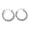 Non-Tarnish 304 Stainless Steel Hoop Earrings, Mesh Chains Shape, Stainless Steel Color, 30.5x4.5x29mm