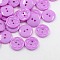 Acrylic Sewing Buttons for Clothes Design, Plastic Buttons, 2-Hole, Dyed, Flat Round with Flower Pattern, Medium Orchid, 16x3mm, Hole: 1mm