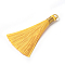 Polyester Tassel Pendants, Gold, 80~83x7~8mm, Hole: 5~7mm