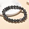 Natural Larvikite Bead Stretch Bracelets, Round, Inner Diameter: 2-1/8 inch~2-3/8 inch(5.5~6cm), Bead: 8mm