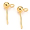 304 Stainless Steel Ball Post Stud Earring Findings, with Loop and 316 Surgical Stainless Steel Pin, Real 18k Gold Plated, 15x7x4mm, Hole: 1.8mm, Pin: 0.8mm