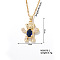 Brass Capri Blue Rhinestone Cute Bear Pendant Necklaces for Women, Golden, 15.75 inch(400mm)