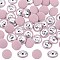 Gorgecraft 50Pcs 1-Hole Cloth Buttons, with Aluminium Findings, Flat Round Button, Pink, 19x9mm, Hole: 2x2.5mm