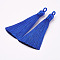 Nylon Tassels Big Pendant Decorations, Blue, 83~92x9~10mm, Hole: 1.5~4mm