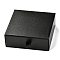 Square Paper Drawer Box, with Black Sponge & Polyester Rope, for Bracelet and Rings, Black, 9.3x9.4x3.4cm