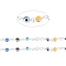 3.28 Feet Handmade Evil Eye Lampwork Round Beaded Chains, with Brass Findings, Unwelded, Long-Lasting Plated, Real 18K Gold Plated, Colorful, 12.5x2.8x4x1.5mm, Beads: 4mm