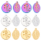 DICOSMETIC 24Pcs 3 Colors 304 Stainless Steel Rhinestone Settings, Flat Round with Rose, Mixed Color, Fit for 1mm Rhinestone, 21.5x18.5x2.5mm, Hole: 2mm, 8pcs/color