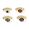 Lampwork Evil Eye Cuff Ring with Clear Cubic Zirconia, Real 18K Gold Plated Brass Jewelry for Women, Mixed Color, Inner Diameter: 18mm