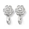 Brass Micro Pave Cubic Zirconia Ice Pick Pinch Bails, Flower, Platinum, 17x9mm, Hole: 5x2mm, Pin: 0.7mm