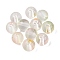 Frosted Baking Painted Glass Beads, with Golden Glitter Powder, Round, Floral White, 8~8.5mm, Hole: 1.4~1.6mm, about 1500pcs/1000g