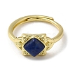 Adjustable Natural Mixed Gemstone Rhombus Finger Rings RJEW-M155-08G-3