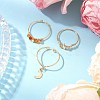 3Pcs Copper Wire Wrapped Natural Carnelian Faceted Round Bead Finger Rings for Women RJEW-JR00887-01-2
