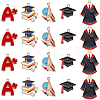 40Pcs 5 Styles Graduation Season Theme Alloy Enamel Pendants ENAM-SC0005-81-1