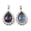 Natural Fluorite & Rhinestone Pendants G-K338-31P-01-1