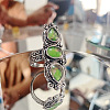 Teardrop & Oval Bohemian Style Zinc Alloy with Resin Imitation Moonstone/Rhinestone Finger Rings FS-WGFB6C4-08-1