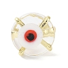 Lampwork Evil Eye Open Cuff Ring RJEW-C051-01G-08-3