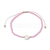 5Pcs 5 Colors Natural Shell Heart & Seed Braided Bead Bracelets Set BJEW-JB10039-02-3