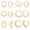 PandaHall Elite 10Pcs 2 Style Brass Huggie Hoop Earring with 2Pcs Ring Stud Earring Findings KK-PH0002-84-1