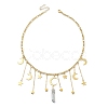 Moon & Star 304 Stainless Steel & Natural Quartz Crystal Charms Bib Necklace NJEW-TA00094-2