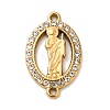 304 Stainless Steel Rhinestone Oval with Saint Jude Connector Charms STAS-H479-01G-2