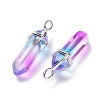 Faceted Bullet Glass Pointed Pendants KK-E282-01P-04-3