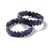 Natural Blue Spot Jasper Oval Beaded Stretch Bracelet G-E010-01C-2