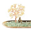 Natural Yellow Quartz Money Tree Buddha Sculpture Set Incense Burner & Natural Green Aventurine on Trays for Wealth DJEW-G027-19RG-07-2