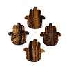 Natural Tiger Eye Hamsa Hand with Eye Figurines DJEW-N003-04D-1