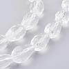 Clear Faceted Glass Teardrop Beads Strands X-GLAA-R024-15x10mm-12-3