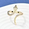 Brass Micro Pave Clear Cubic Zirconia Cuff Rings ZIRC-M117-02G-5