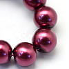 Baking Paint Pearlized Glass Pearl Round Bead Strands X-HY-Q330-8mm-72-3