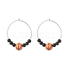 Sport Theme Acrylic Round Beaded Hoop Earrings EJEW-JE04977-3