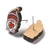 Printing Wood Stud Earrings for Women EJEW-B028-09B-2