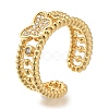 Rack Plating Brass Micro Pave Cubic Zirconia Open Cuff Rings for Women RJEW-S244-03G-B-1