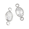 SHEGRACE Brass Pave Cubic Zirconia Oval Connector Charms XGRQ2O400-439A-P-2