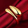 Real 18K Gold Plated Adjustable Brass Finger Rings for Women RJEW-BB07574-A-2