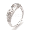 925 Sterling Silver Micro Pave Cubic Zirconia Design Ring Mounts Fittings with Pearl Seat STER-B003-13P-1