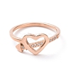 Crystal Rhinestone Heart with Arrow Finger Ring RJEW-D120-18B-RG-2