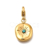 Flat Round 304 Stainless Steel Rhinestone Pendants Decoration STAS-R159-53G-2