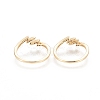 Brass Micro Pave Clear Cubic Zirconia Cuff Rings RJEW-F101-11G-2