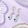 Hamsa Hand Brass Enamel Dangle Earrings EJEW-JE06642-1