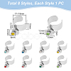 8Pcs 8 Color Birthstone Rhinestone & 201 Stainless Steel Flat Round Charm Rings Set RJEW-AB00004-3