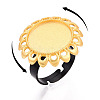 Adjustable Flower Alloy & Iron Bezel Cup Ring Base with Rotatable Tray MAK-T012-08G-4