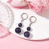 Round Natural Lapis Lazuli Dangle Earrings EJEW-JE05536-05-3