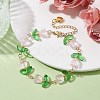 Glass Flower Beaded Bracelets BJEW-JB09788-01-4