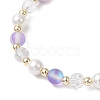 Frosted Dyed Synthetic Moonstone & Shell Pearl Round Beads Stretch Bracelets BJEW-JB11822-03-4