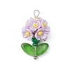 Glass Seed Beaded Flower Pendants PALLOY-MZ00521-04-1