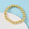 Brass Round Beaded Stretch Bracelets for Men Women BJEW-B148-05E-G-2